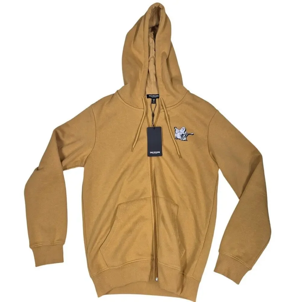 NWT True Religion Radiant Buddha Zip Hoodie Honey Mustard Sz S $119
